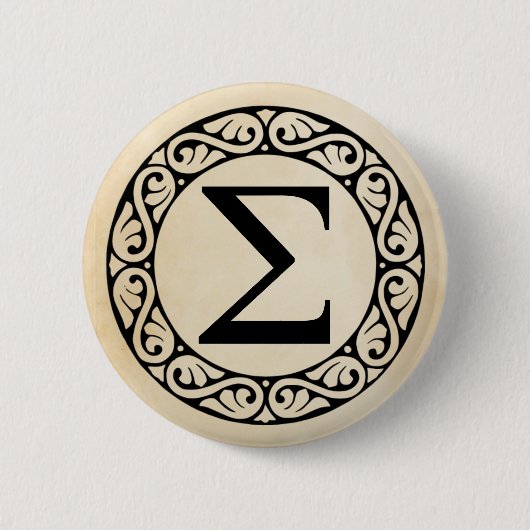 Alphabet Letter Sigma Ronde Button 5,7 Cm (Voorkant)