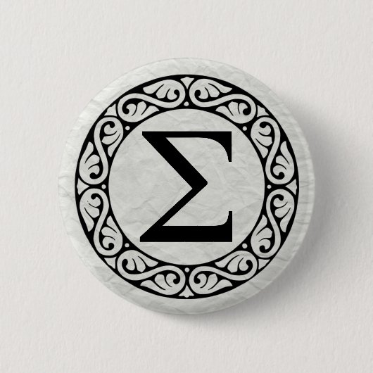Alphabet Letter Sigma Ronde Button 5,7 Cm (Voorkant)