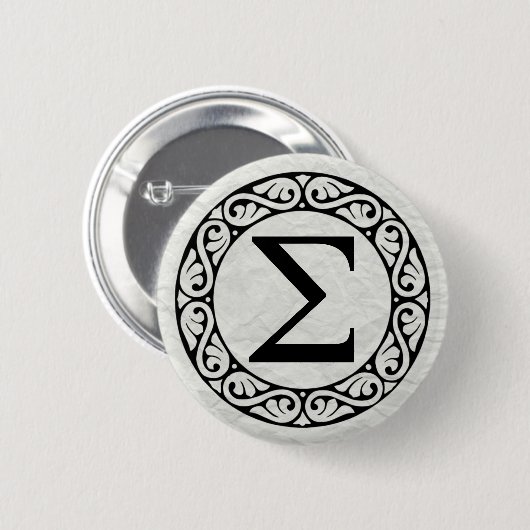 Alphabet Letter Sigma Ronde Button 5,7 Cm (Voorkant /achterkant)