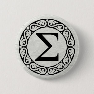 Alphabet Letter Sigma Ronde Button 5,7 Cm