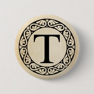 Alphabet Letter Tau Ronde Button 5,7 Cm