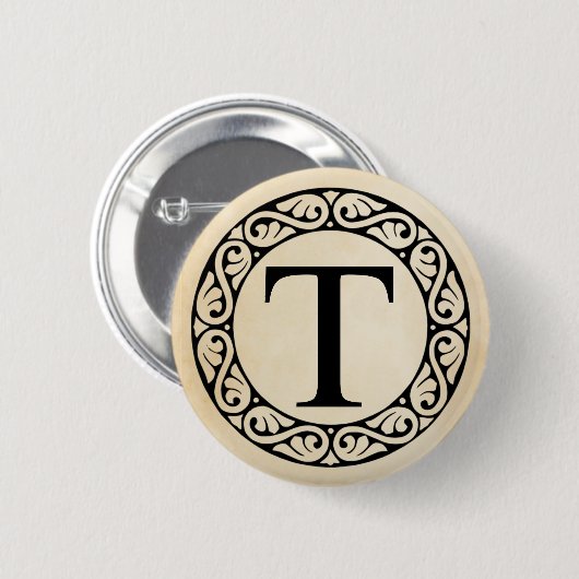 Alphabet Letter Tau Ronde Button 5,7 Cm (Voorkant /achterkant)