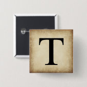 Alphabet Letter Tau Vierkante Button 5,1 Cm (Voorkant /achterkant)