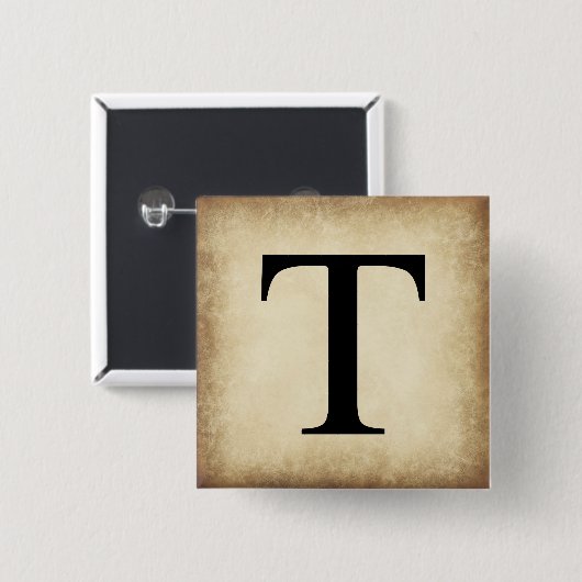 Alphabet Letter Tau Vierkante Button 5,1 Cm (Voorkant /achterkant)