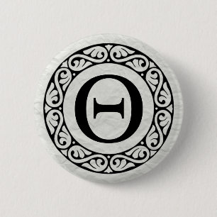 Alphabet Letter Theta Ronde Button 5,7 Cm