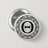 Alphabet Letter Theta Ronde Button 5,7 Cm (Voorkant /achterkant)