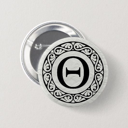 Alphabet Letter Theta Ronde Button 5,7 Cm (Voorkant /achterkant)