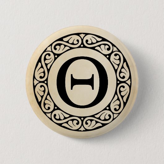 Alphabet Letter Theta Ronde Button 5,7 Cm (Voorkant)