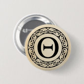 Alphabet Letter Theta Ronde Button 5,7 Cm (Voorkant /achterkant)