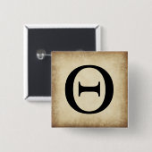 Alphabet Letter Theta Vierkante Button 5,1 Cm (Voorkant /achterkant)