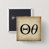 Alphabet Letter Theta Vierkante Button 5,1 Cm (Voorkant /achterkant)