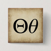 Alphabet Letter Theta Vierkante Button 5,1 Cm (Voorkant)