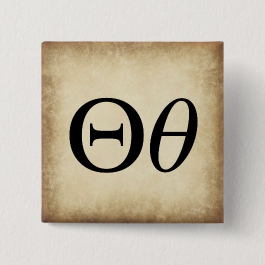 Alphabet Letter Theta Vierkante Button 5,1 Cm (Voorkant)