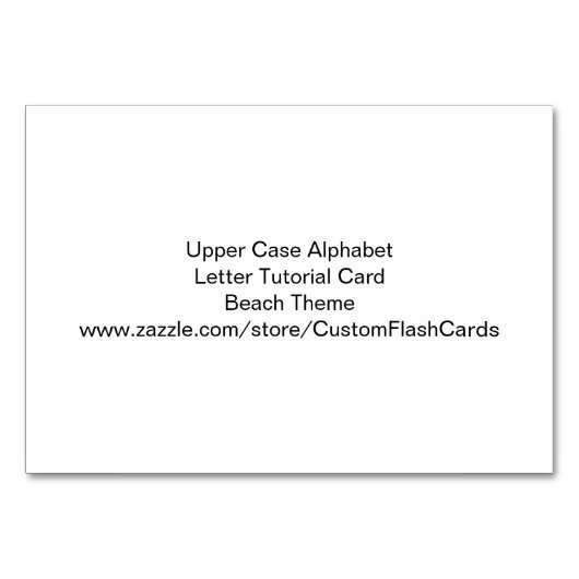 Alphabet Letter Tutorial Kaarten, Strand thema Kaart (Achterkant)