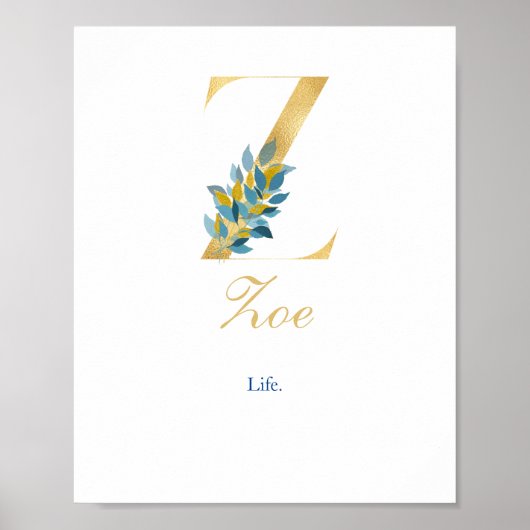Alphabet letter Z Wall poster Name and Betekenis (Voorkant)