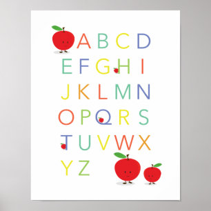 Alphabet Letters ABC Educatieve kleurrijke Apple Poster