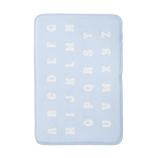 Alphabet Letters Abc patroon lichtblauw wit kind Badmat (Voorkant Verticaal)