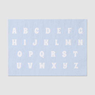 Alphabet Letters Abc patroon lichtblauw wit Tissuepapier