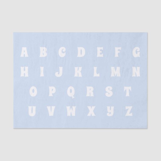 Alphabet Letters Abc patroon lichtblauw wit Tissuepapier (Voorkant)
