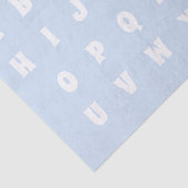 Alphabet Letters Abc patroon lichtblauw wit Tissuepapier (Detail)