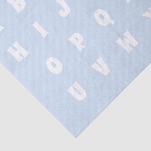 Alphabet Letters Abc patroon lichtblauw wit Tissuepapier (Detail)