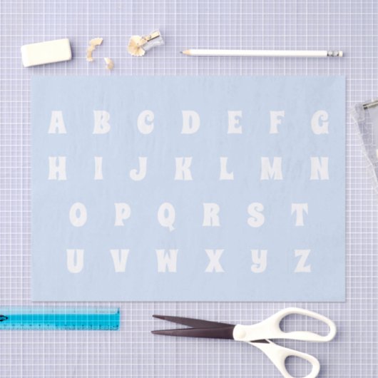 Alphabet Letters Abc patroon lichtblauw wit Tissuepapier (Craft)