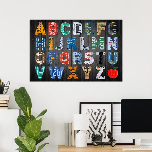Alphabet License Bord Art Poster (Thuiskantoor)