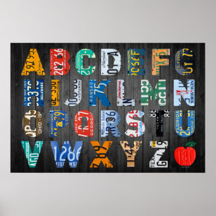 Alphabet License Bord Art Poster