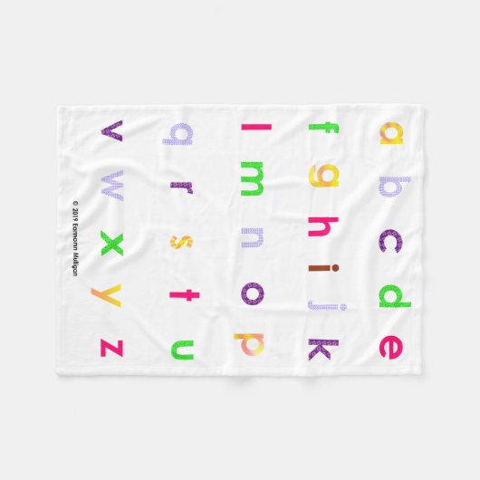 Alphabet Lower Hoesje Letters Fleece Deken (Voorkant (Horizontaal))