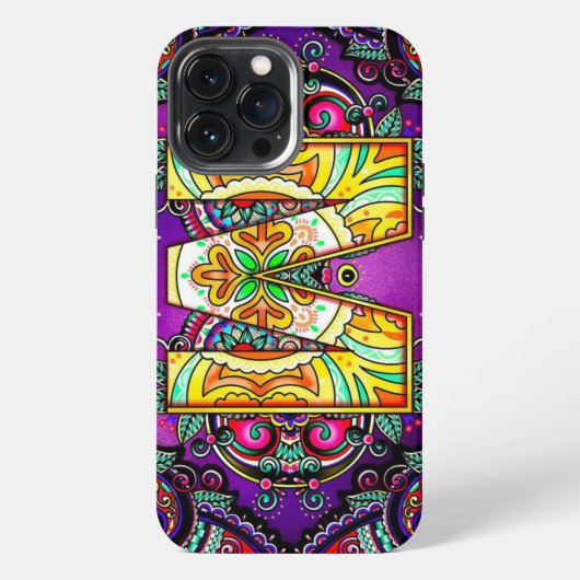 Alphabet M mandala iPhone Hoesje (Achterkant)