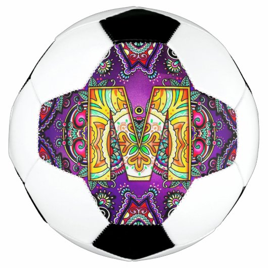 Alphabet M mandala Voetbal (Voorkant)