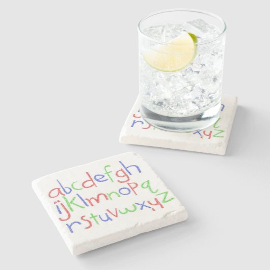 Alphabet Marble Stone Onderzetter (Zijkant)