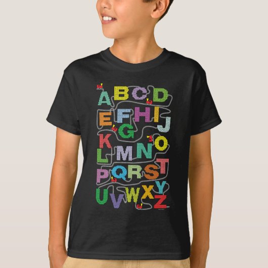 Alphabet Maze Puzzles Railroad T-shirt (Voorkant)