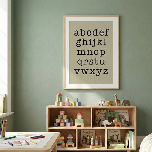 Alphabet Minimalist Typwriter Typografie | Khaki Poster