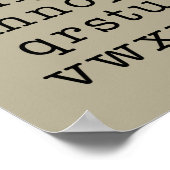 Alphabet Minimalist Typwriter Typografie | Khaki Poster (Hoek)