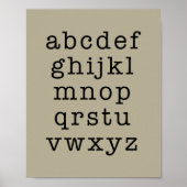 Alphabet Minimalist Typwriter Typografie | Khaki Poster (Voorkant)