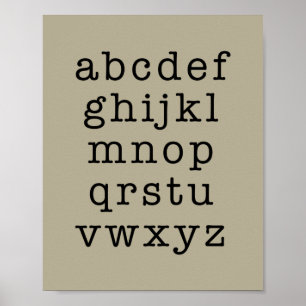 Alphabet Minimalist Typwriter Typografie   Khaki Poster
