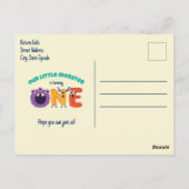 Alphabet Monsters 1e Verjaardag Ons Kleine Monster Briefkaart (Achterkant)