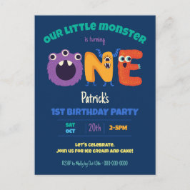 Alphabet Monsters 1e Verjaardag Ons Kleine Monster Briefkaart