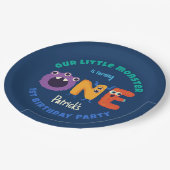 Alphabet Monsters 1e Verjaardag Ons Kleine Monster Papieren Bordje (Gekanteld)