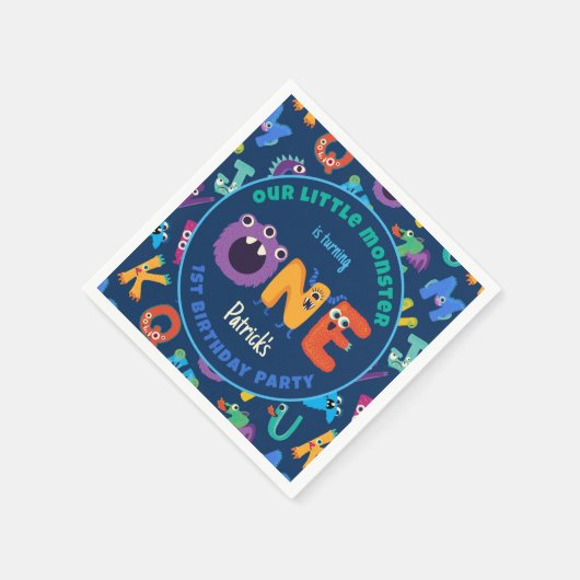 Alphabet Monsters 1e Verjaardag Ons Kleine Monster Servet (Hoek)