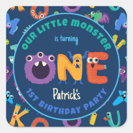 Alphabet Monsters 1e Verjaardag Ons Kleine Monster Vierkante Sticker