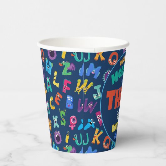 Alphabet Monsters Verjaardag Kleine Monster Add Ag Papieren Bekers (Rechts)
