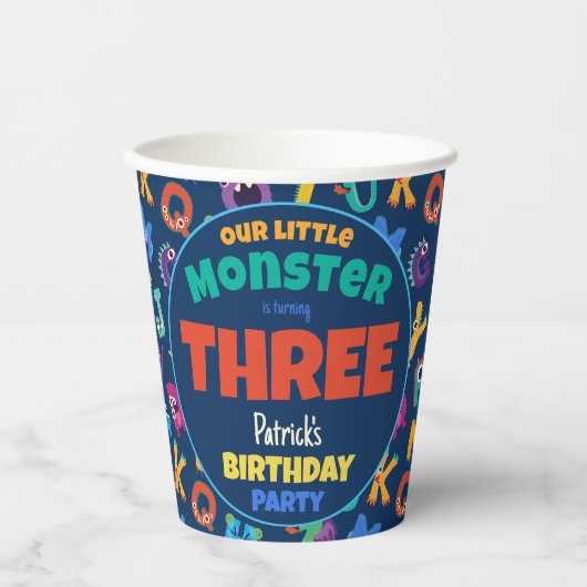 Alphabet Monsters Verjaardag Kleine Monster Add Ag Papieren Bekers (Voorkant)