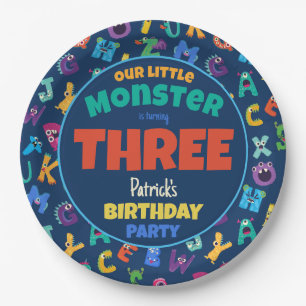 Alphabet Monsters Verjaardag Kleine Monster Add Ag Papieren Bordje