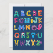 Alphabet Monsters Verjaardagsfeest ABC Bedankt Kaart (Achterkant)