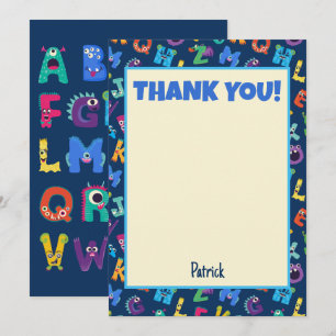 Alphabet Monsters Verjaardagsfeest ABC Bedankt Kaart