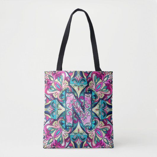 Alphabet N mandala Tote Bag (Voorkant)