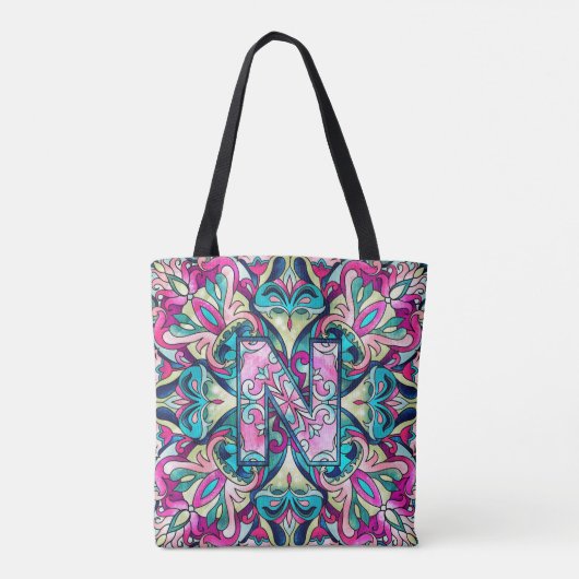 Alphabet N mandala Tote Bag (Achterkant)