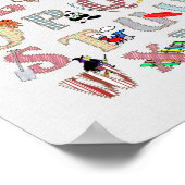 Alphabet Nursery Art Cute Afbeeldingen Fabric Kijk Poster (Hoek)